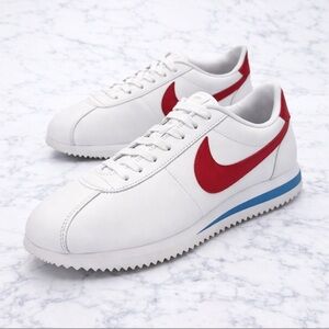 Nike White Sneakers with Red and Blue Accents